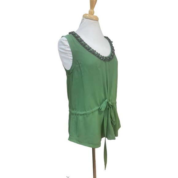 Robert Rodriguez Green Silk Embellished Sleeveless Blouse -Size 6 - Picture 15 of 15